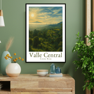 Valle Central – Póster Imprimible de Costa Rica (Color + Bono B&N)