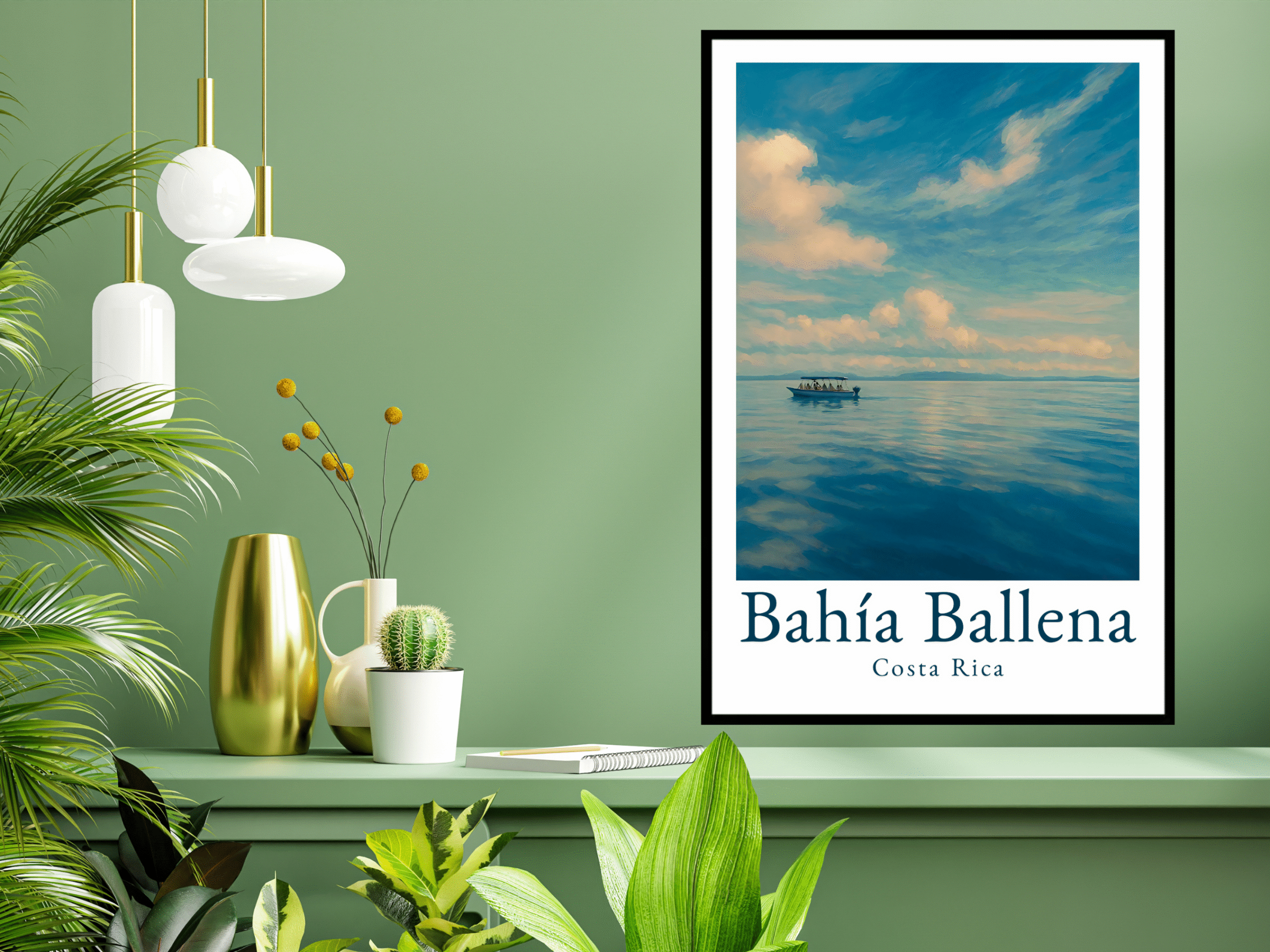 Bahía Ballena – Póster Imprimible de Costa Rica (Color + Bono B&N)